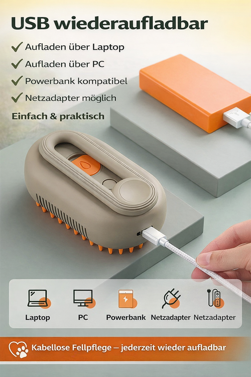 3-in-1 Hundebürste mit Dampffunktion – Fellpflege & Haarentfernung